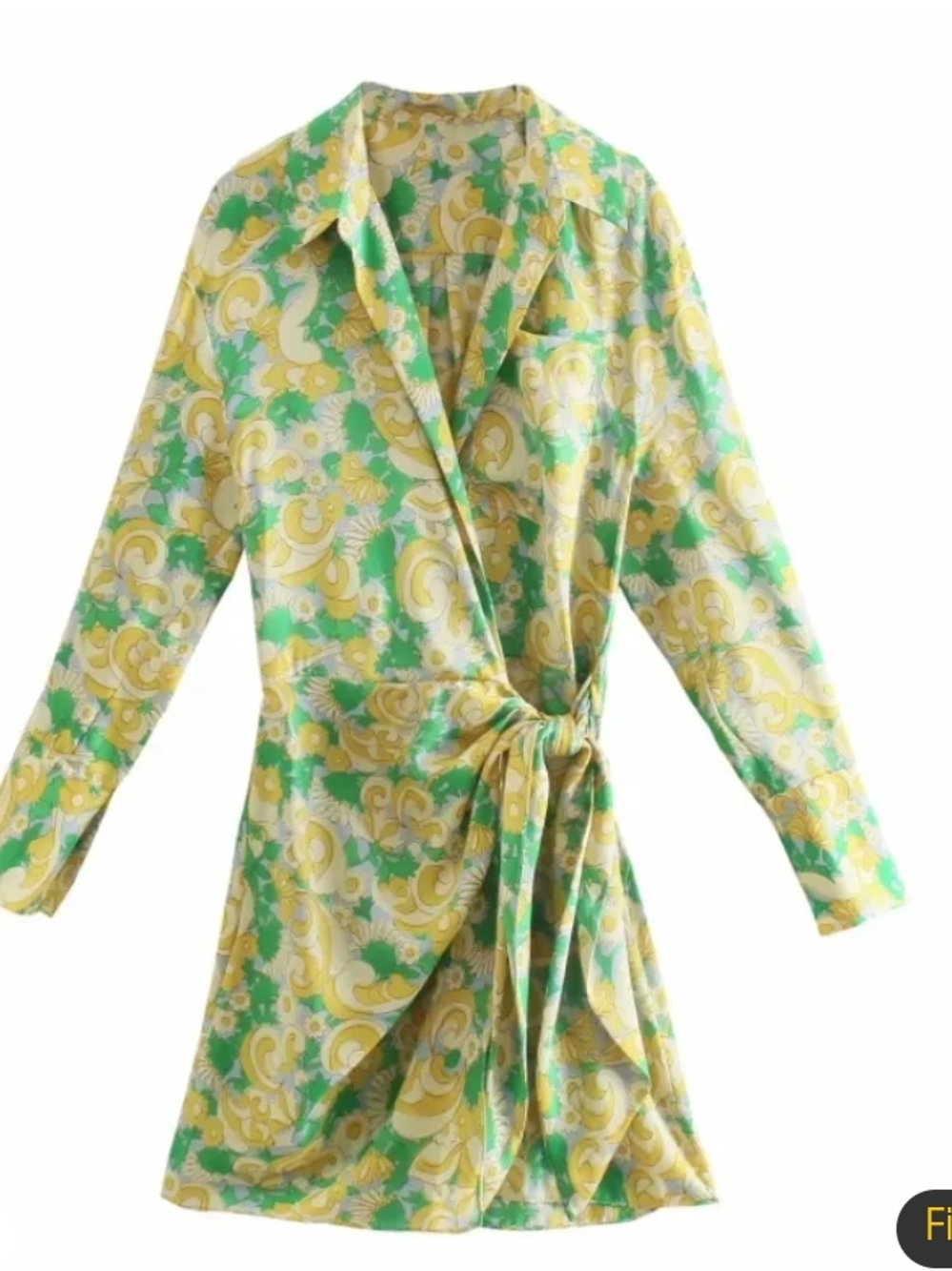 Zara Floral Cream Dress with Yellow and Green Accents